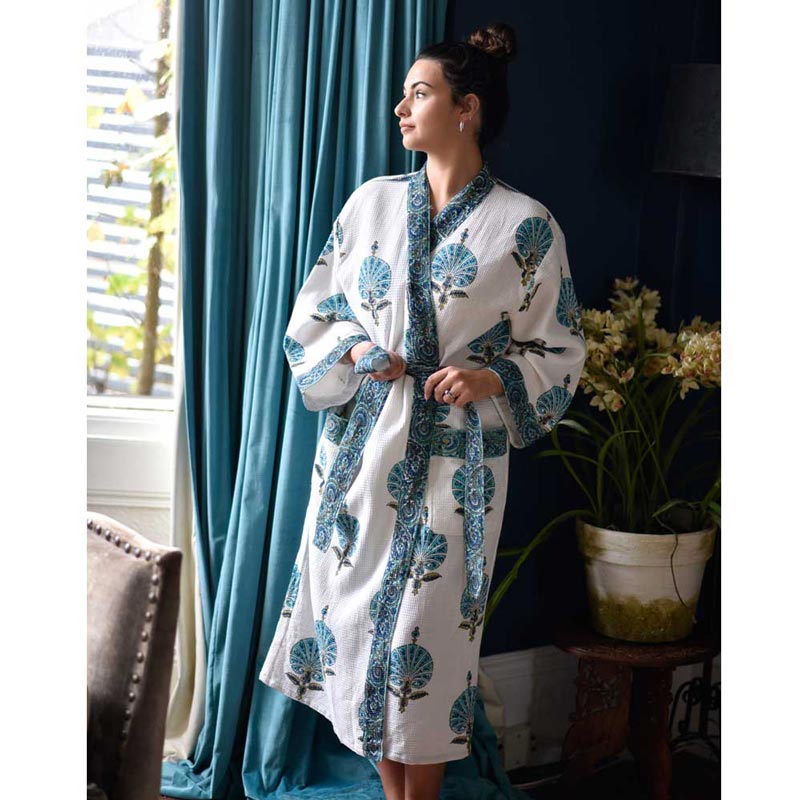 Aqua Shell Women's Waffle Bathrobe