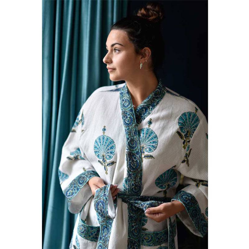Aqua Shell Women's Waffle Bathrobe