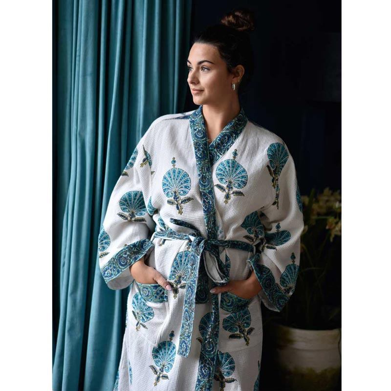 Aqua Shell Women's Waffle Bathrobe