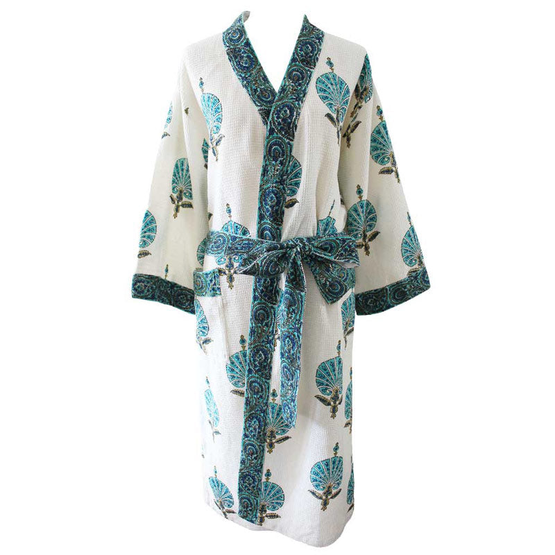 Aqua Shell Women's Waffle Bathrobe
