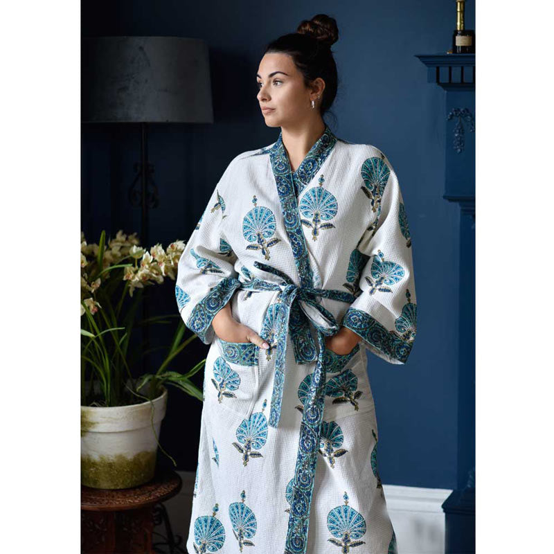 Aqua Shell Women's Waffle Bathrobe