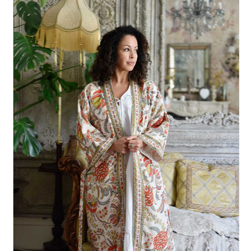 Floral Peach Women's Waffle Bathrobe