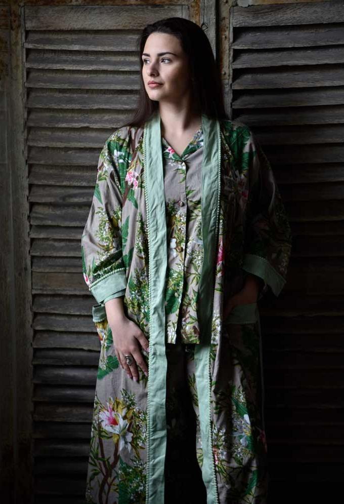 Grey Stargazer Lily dressing gown