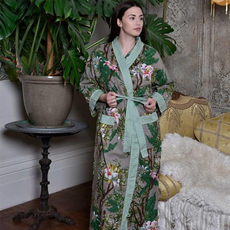 Grey Stargazer Lily dressing gown