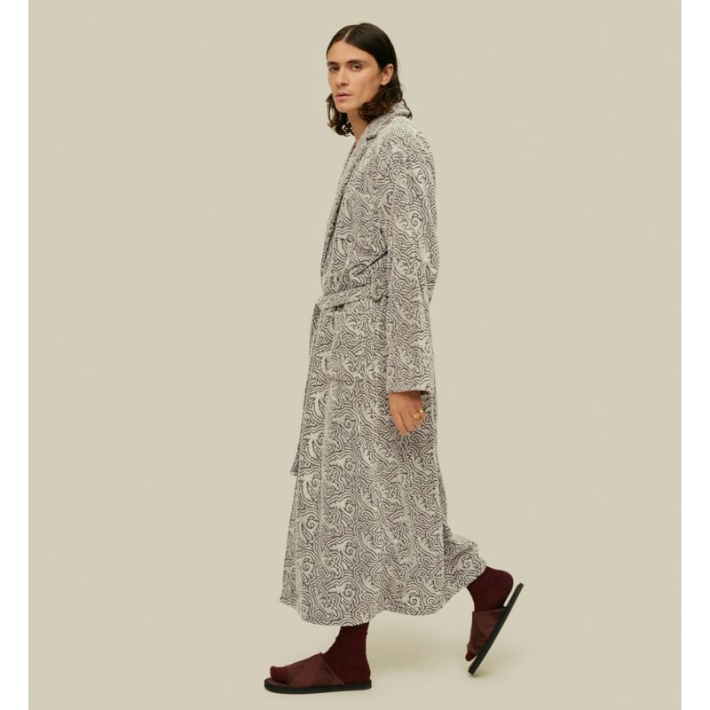 Ivory Squiggle long bathrobe