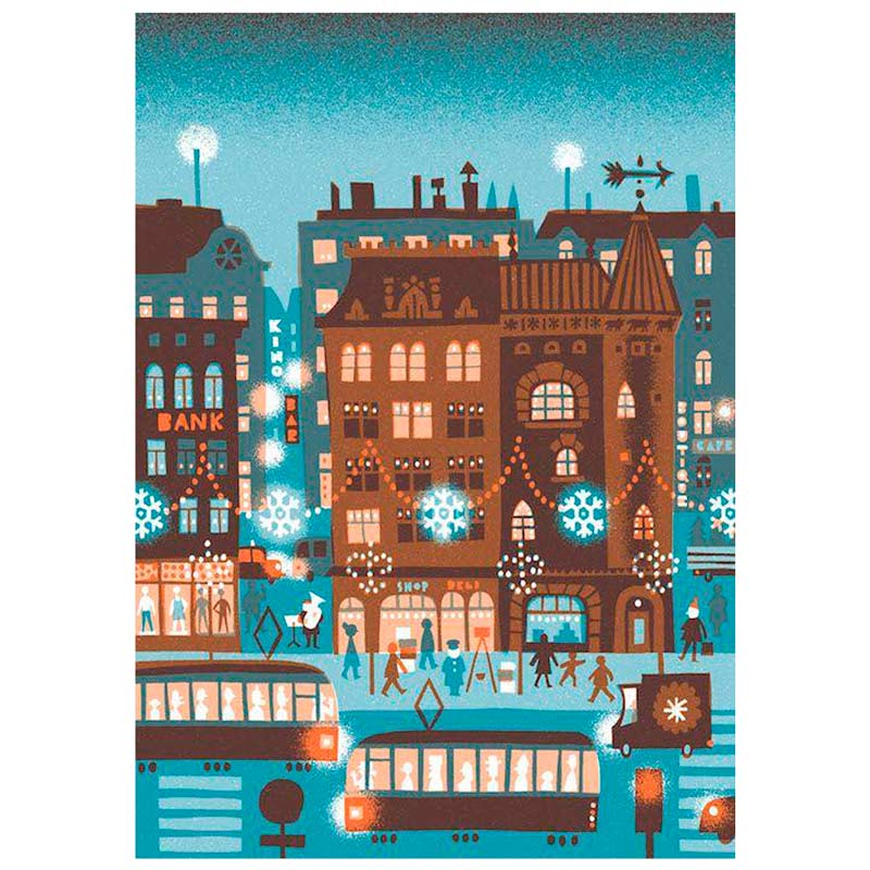 Christmas street postcard
