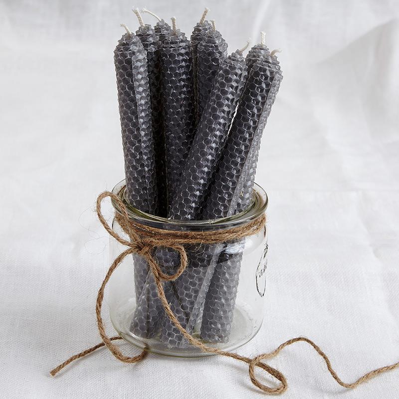 Beeswax candles - grey 4 pcs