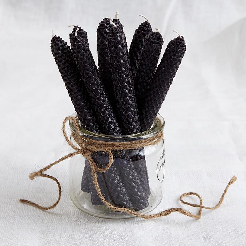 Beeswax candles - black 4 pcs