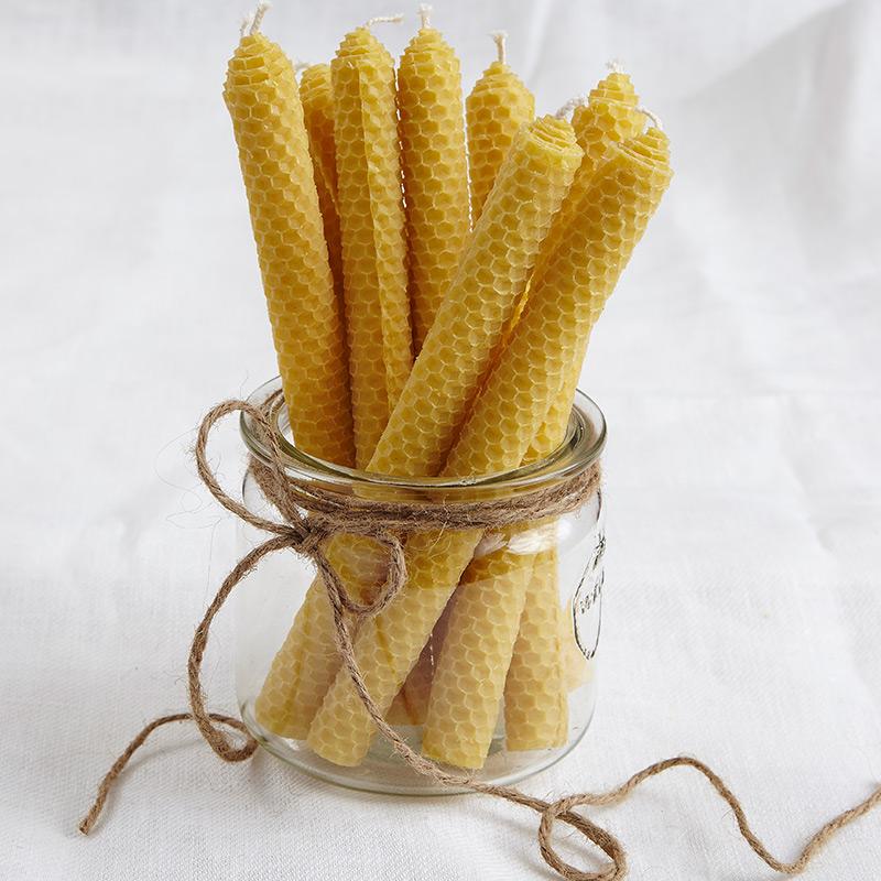 Beeswax candles - natural 4 pcs