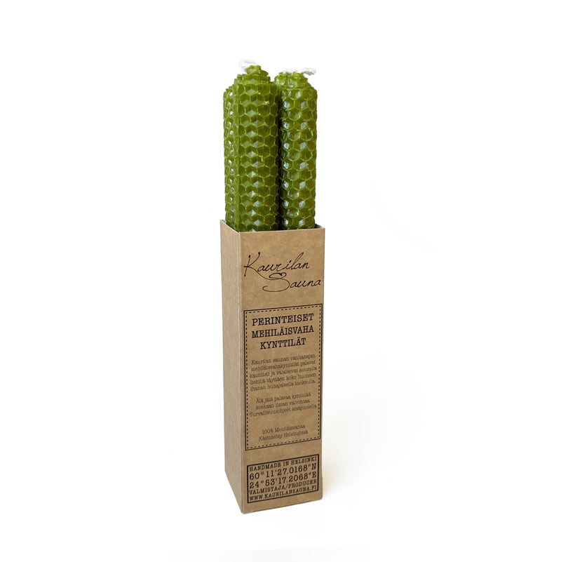 Beeswax candles - olive 4 pcs