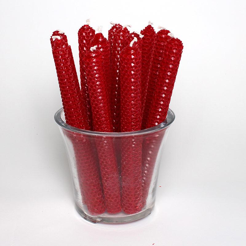 Mehiläisvahakynttilät - punainen 4 kpl