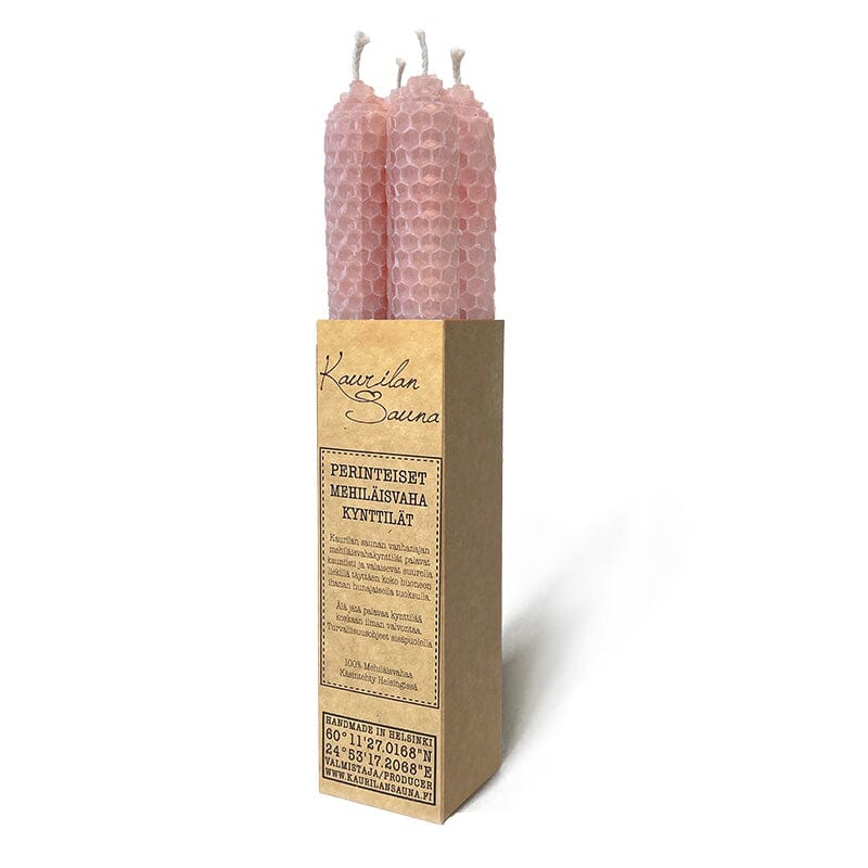 Beeswax candles - pink 4 pcs