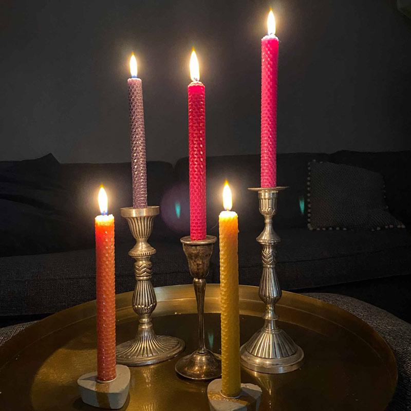 Beeswax candles - dark green 4 pcs