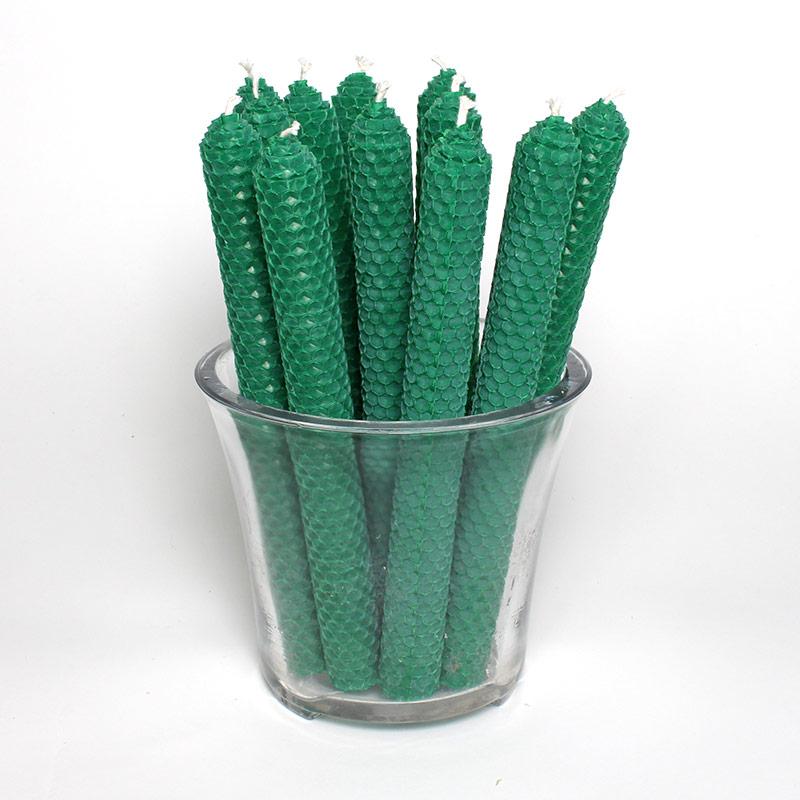 Beeswax candles - dark green 4 pcs