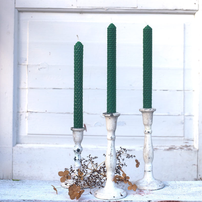 Beeswax candles - dark green 4 pcs