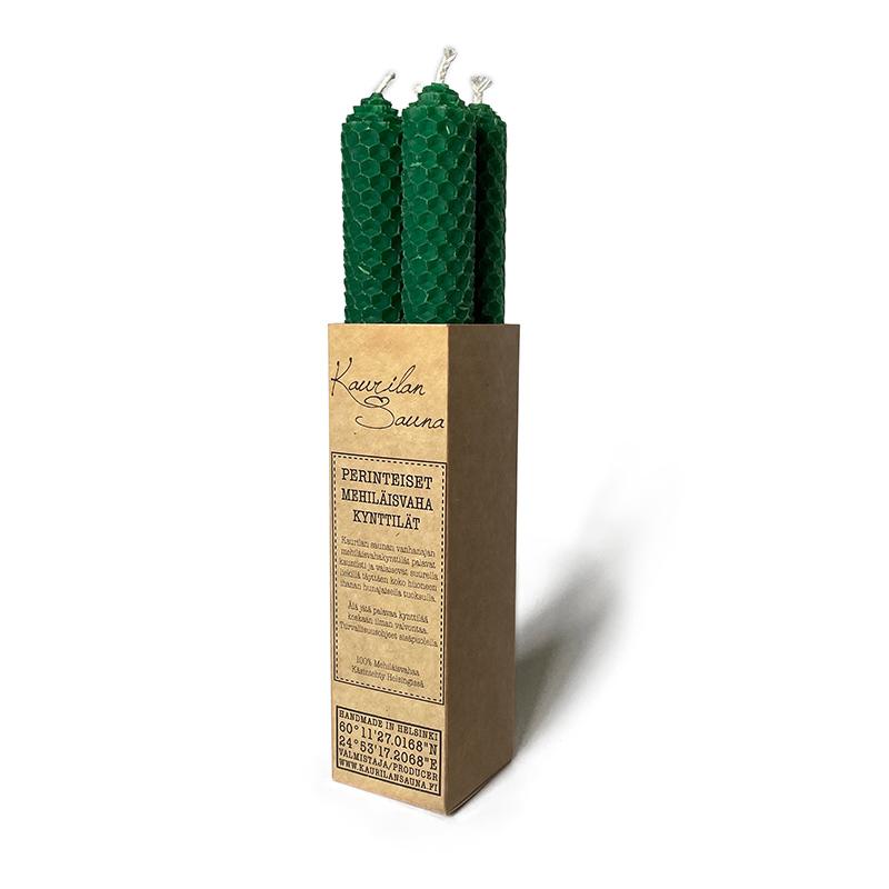 Beeswax candles - dark green 4 pcs