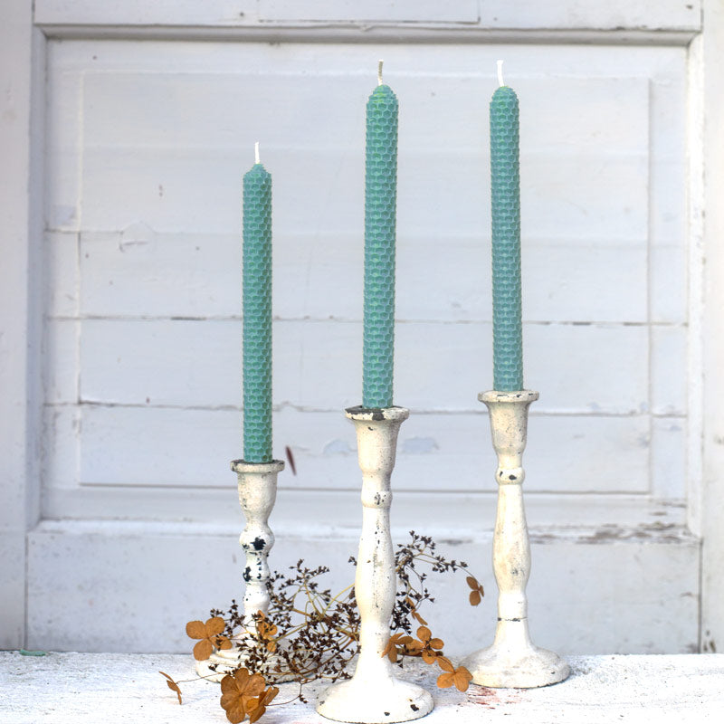 Beeswax candles - turquoise 4 pcs