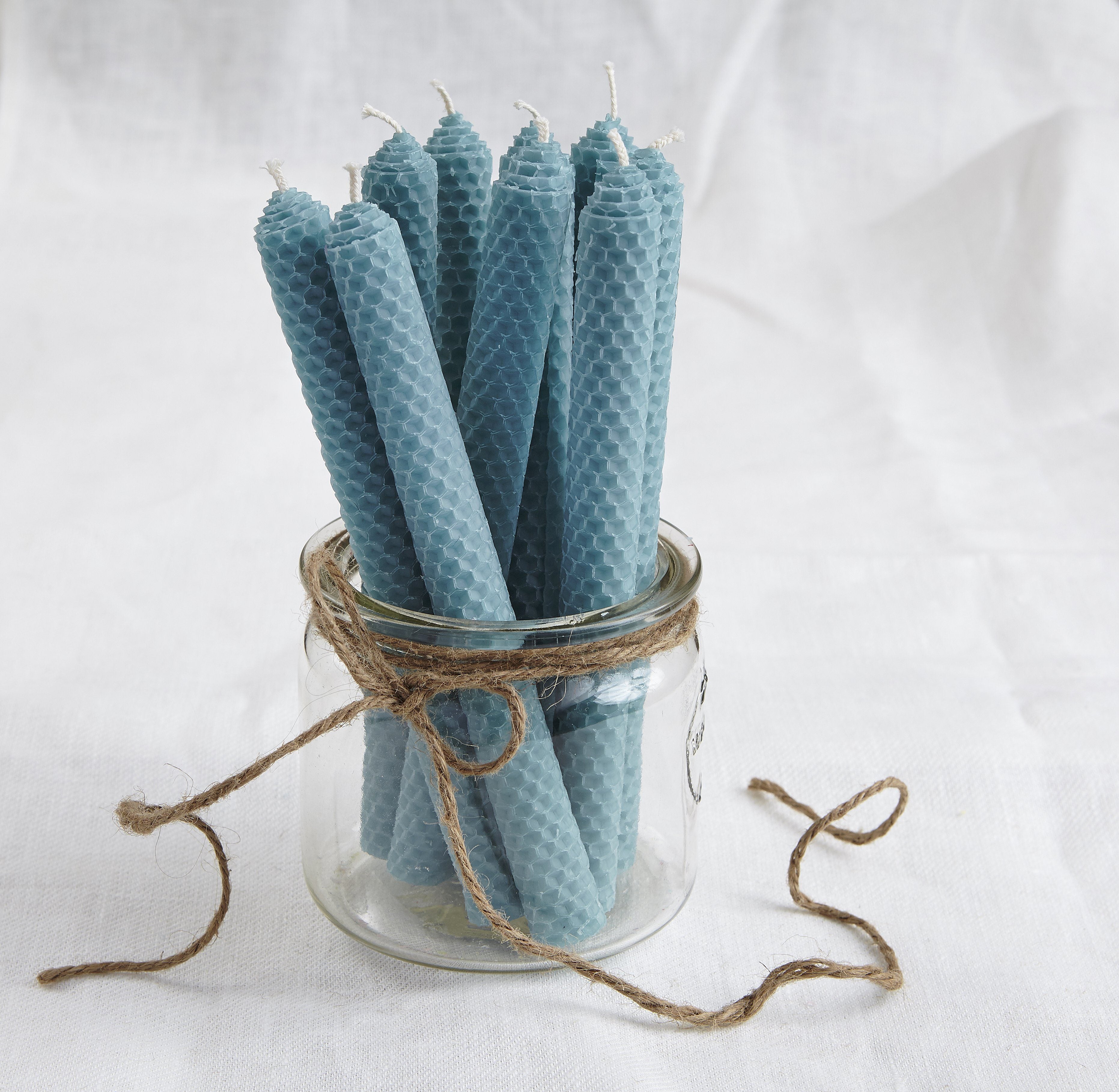 Beeswax candles - turquoise 4 pcs