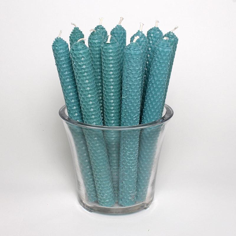 Beeswax candles - turquoise 4 pcs