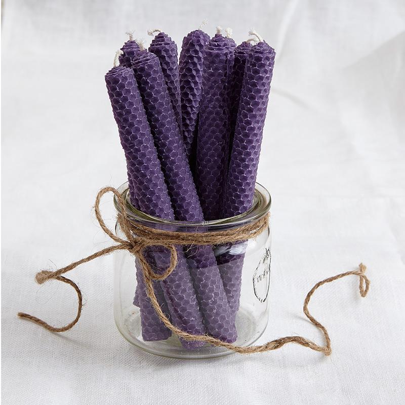 Mehiläisvahakynttilät - violetti 4 kpl