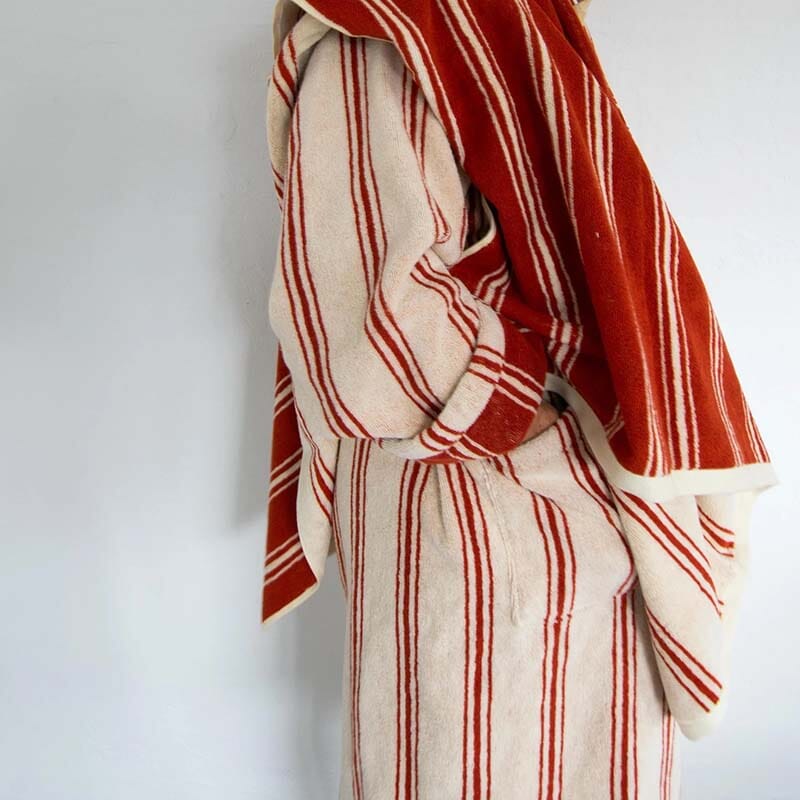 Organic cotton terry bathrobe - striped