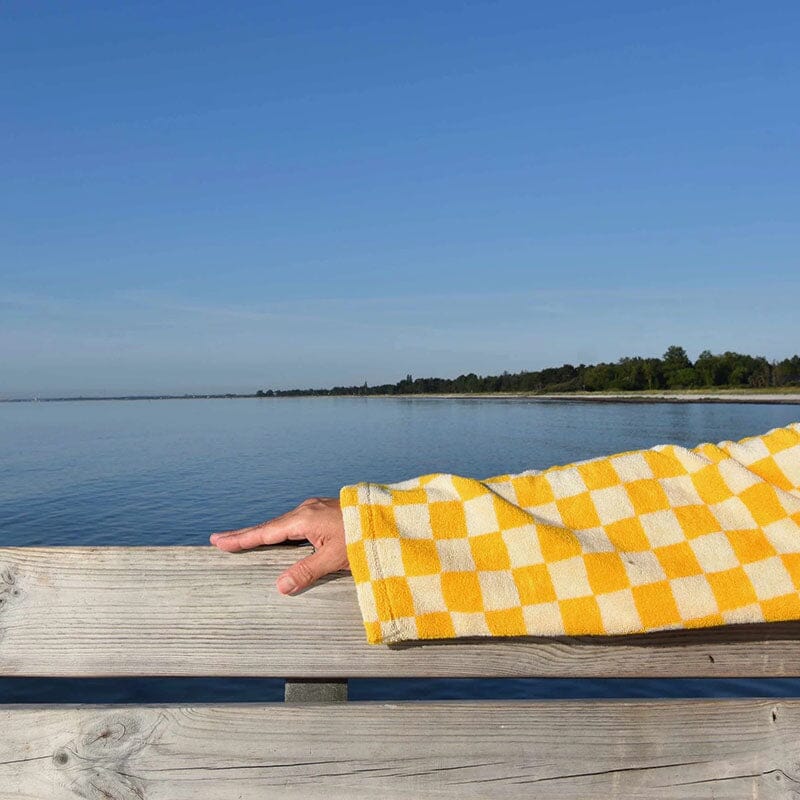 Organic cotton terry bathrobe - checkered