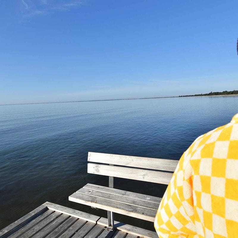 Organic cotton terry bathrobe - checkered