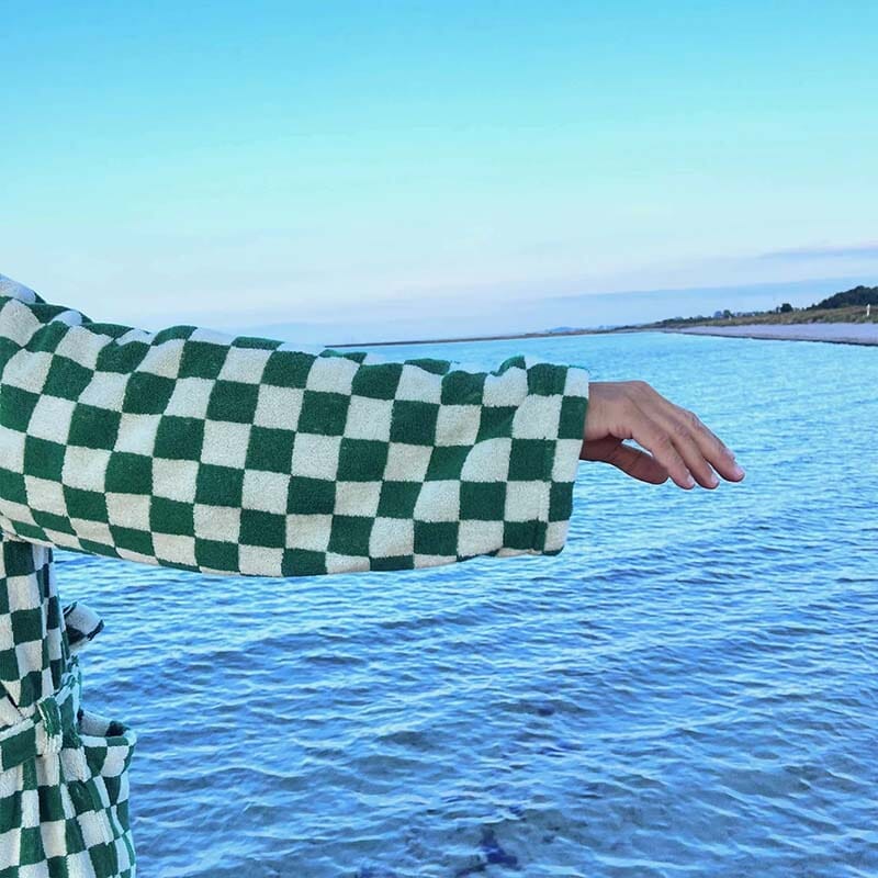 Organic cotton terry bathrobe - checkered