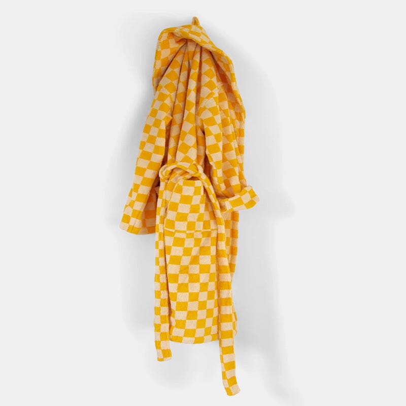 Organic cotton terry bathrobe - checkered
