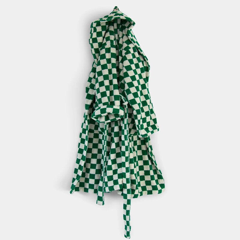 Organic cotton terry bathrobe - checkered