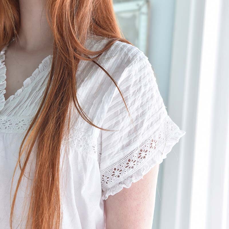 Women's white shorts + shirt pajama set - Anna