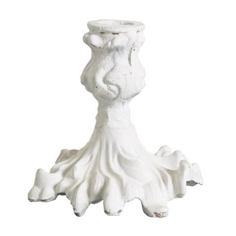 Nero cast iron candle holder low 12 cm white