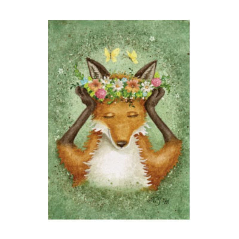 Postikortti - Kettu ja kukkaseppele