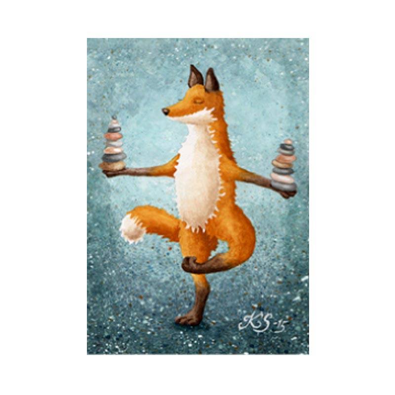 Postcard - Fox doing yoga