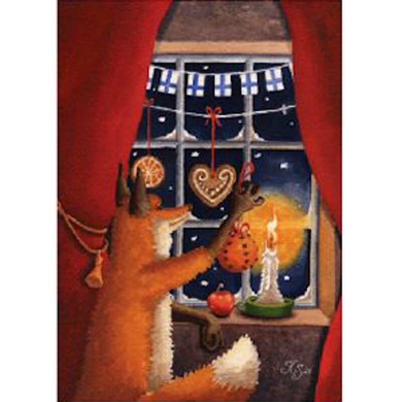 Postcard - Fox decorating