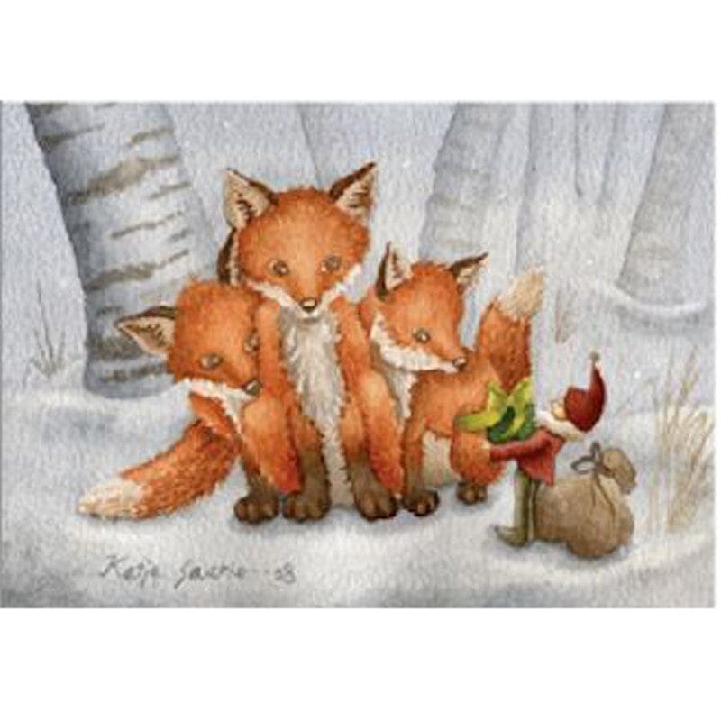 Postcard - Foxes and Elf