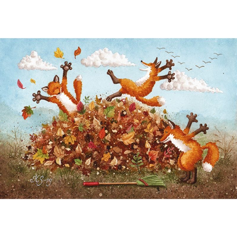 Postikortti - Lehtien leikki