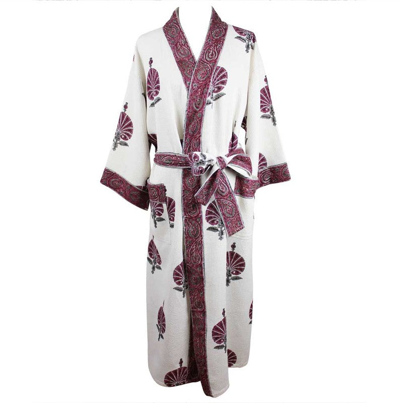 Purple Flower women's waffle bathrobe