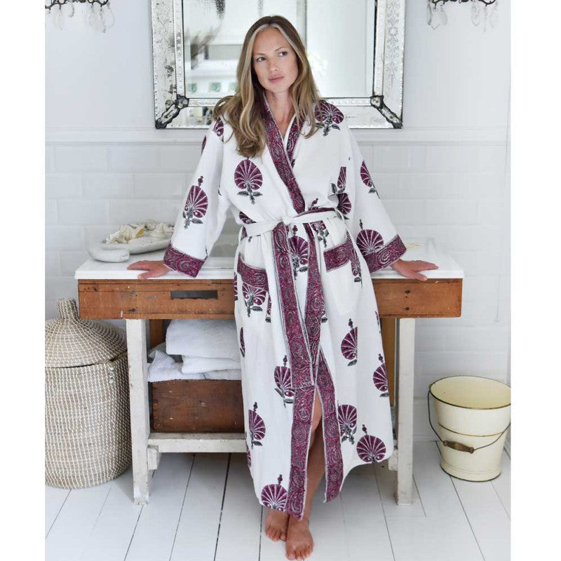 Purple Flower women's waffle bathrobe