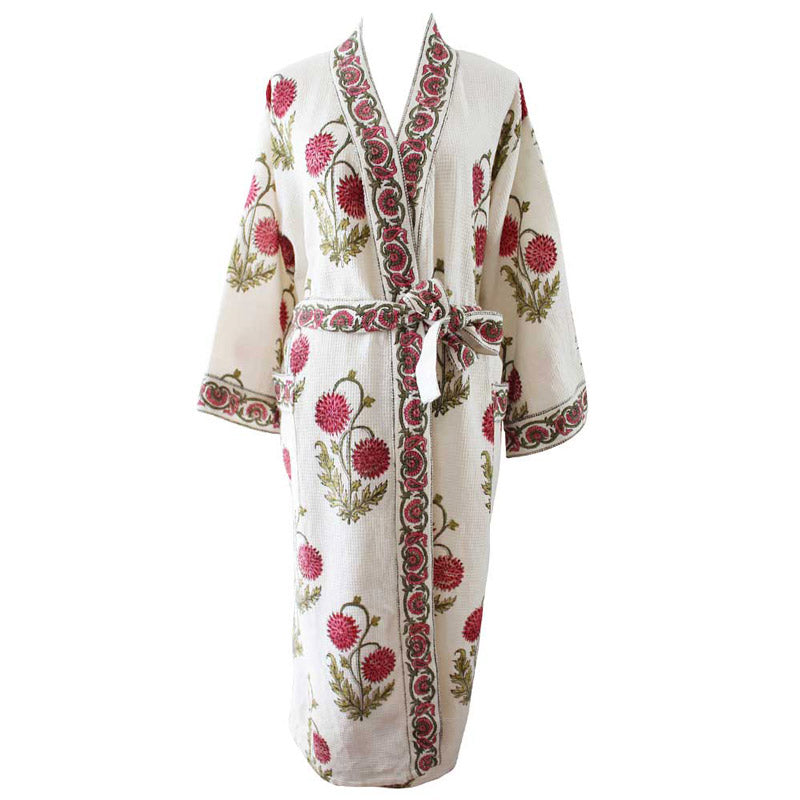 Rose Floral Women's Waffle Bathrobe