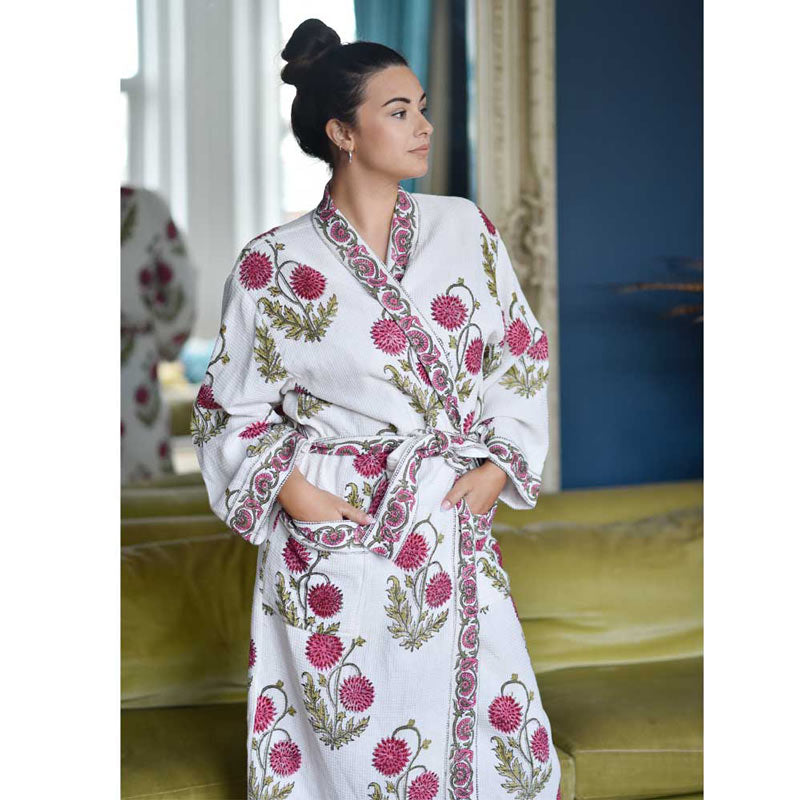 Rose Floral Women's Waffle Bathrobe