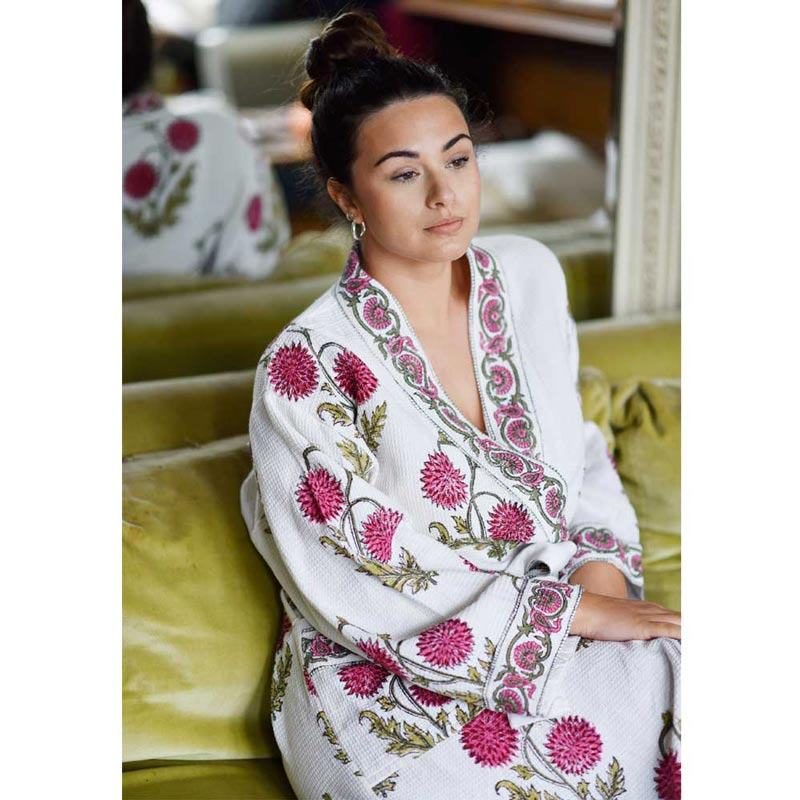 Rose Floral Women's Waffle Bathrobe