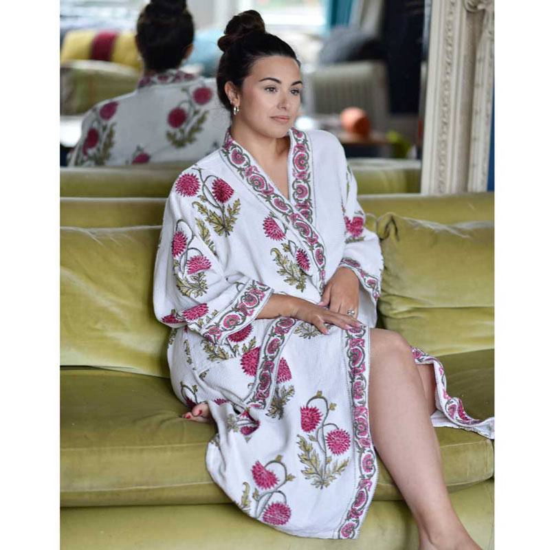 Rose Floral Women's Waffle Bathrobe