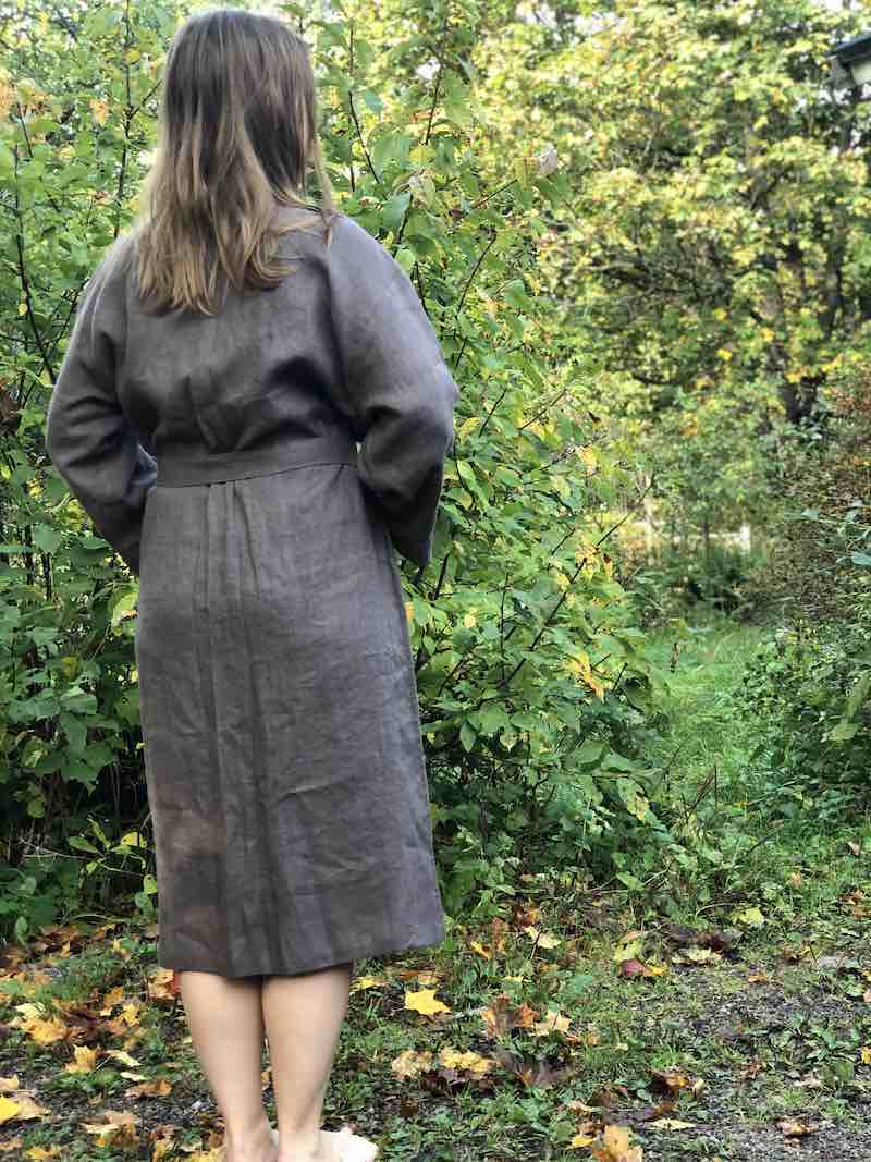 Mailin Linen Bathrobe Charcoal Black