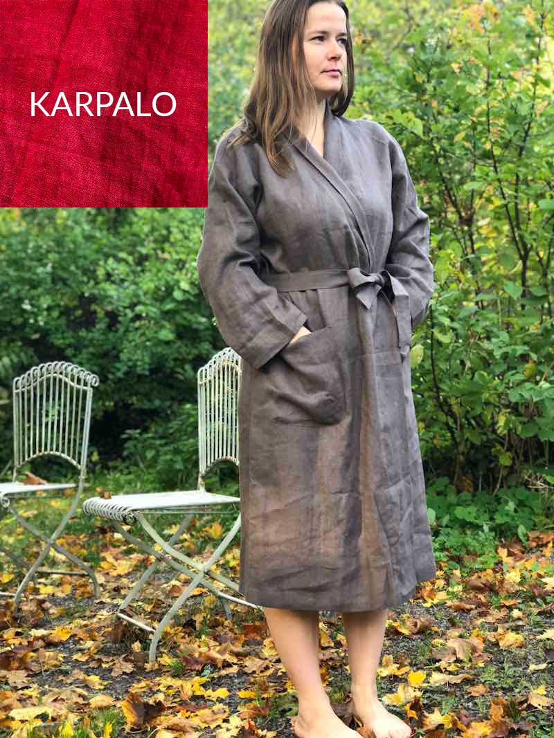 Mailin Linen Bathrobe Cranberry