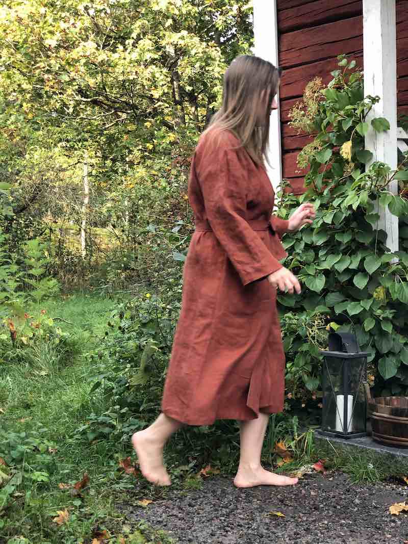 Mailin Linen Bathrobe Rust