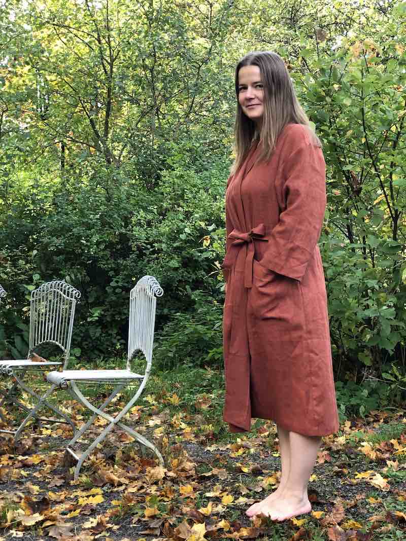 Mailin Linen Bathrobe Rust