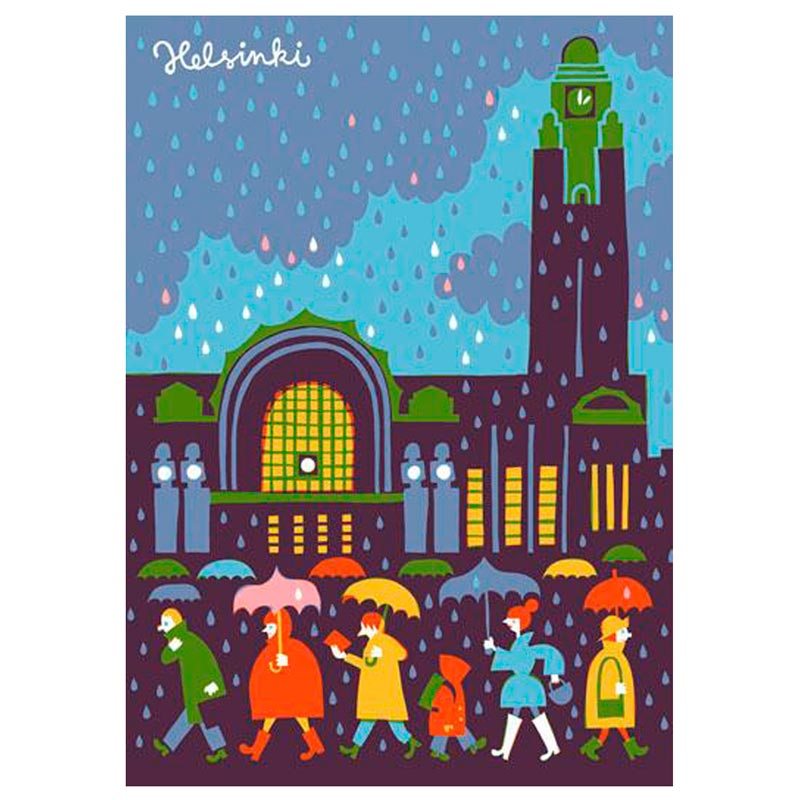 Steissi in the rain postcard