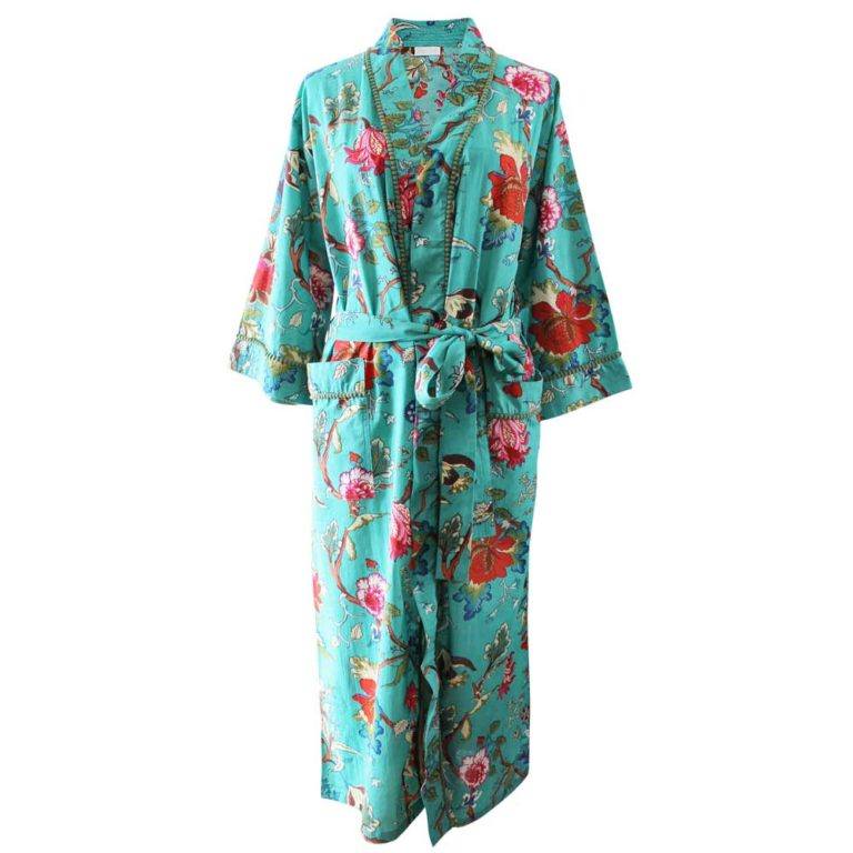 Teal Exotic women's kimono dressing gown 