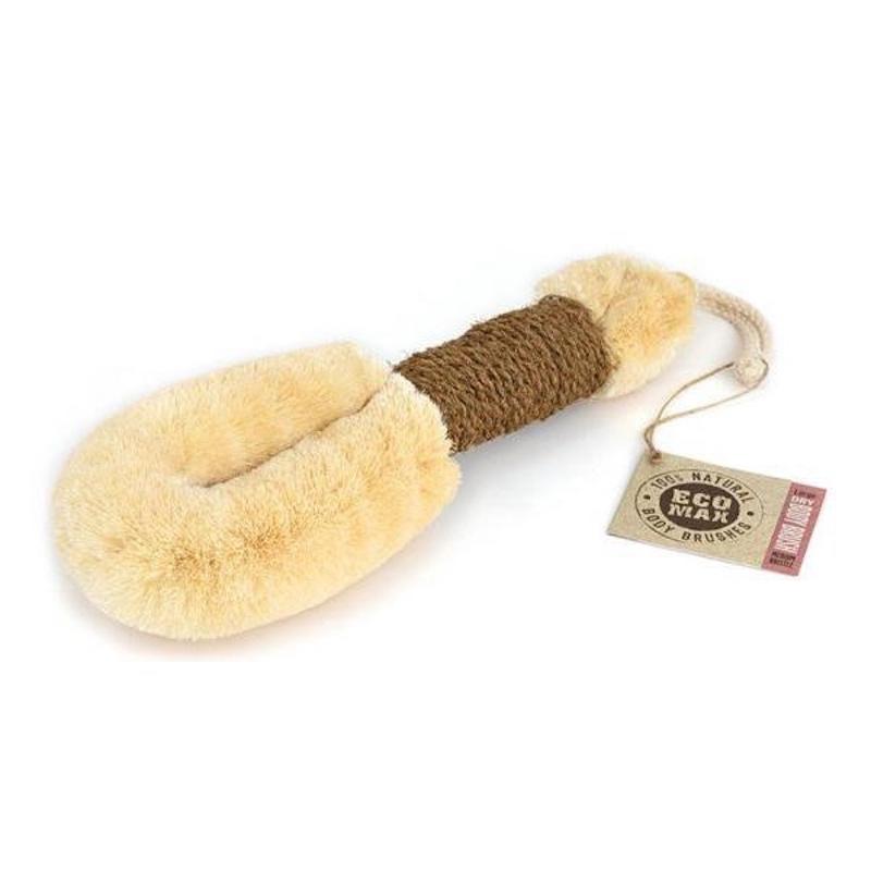Body brush with coconut fiber handle, large